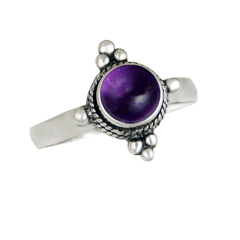 Sterling Silver Gemstone Ring With Amethyst Size 10